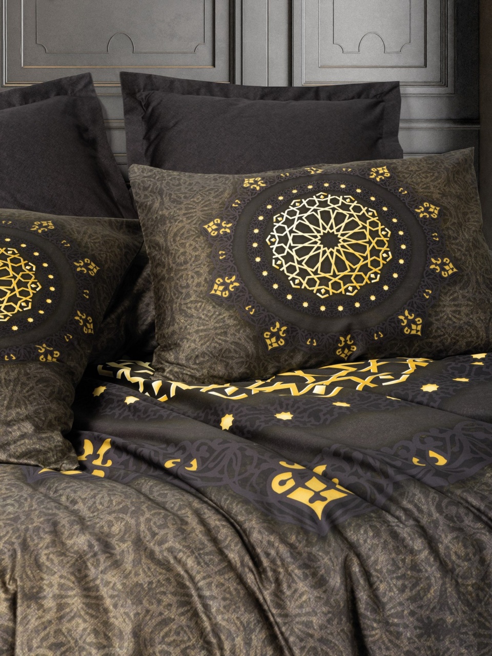 Lenjerie de pat dublu, Bumbac 100% Satinat Model Togay Anthracite - 3 | YEO