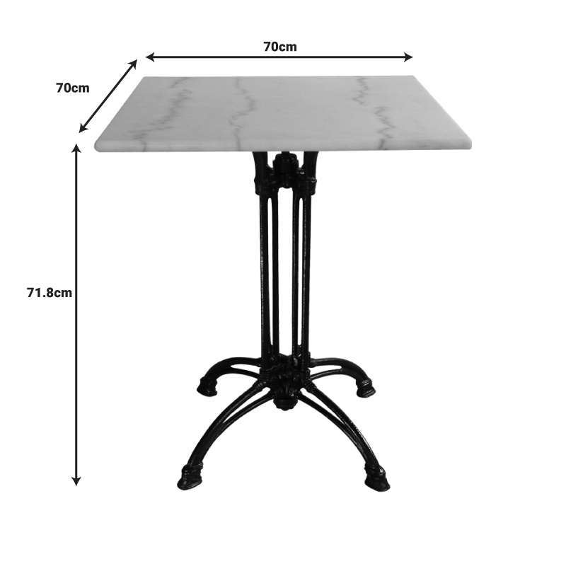 Masa de Gradina Model Marmol, Alb marmorat/Negru, 70x70x71.8 cm - 1 | YEO