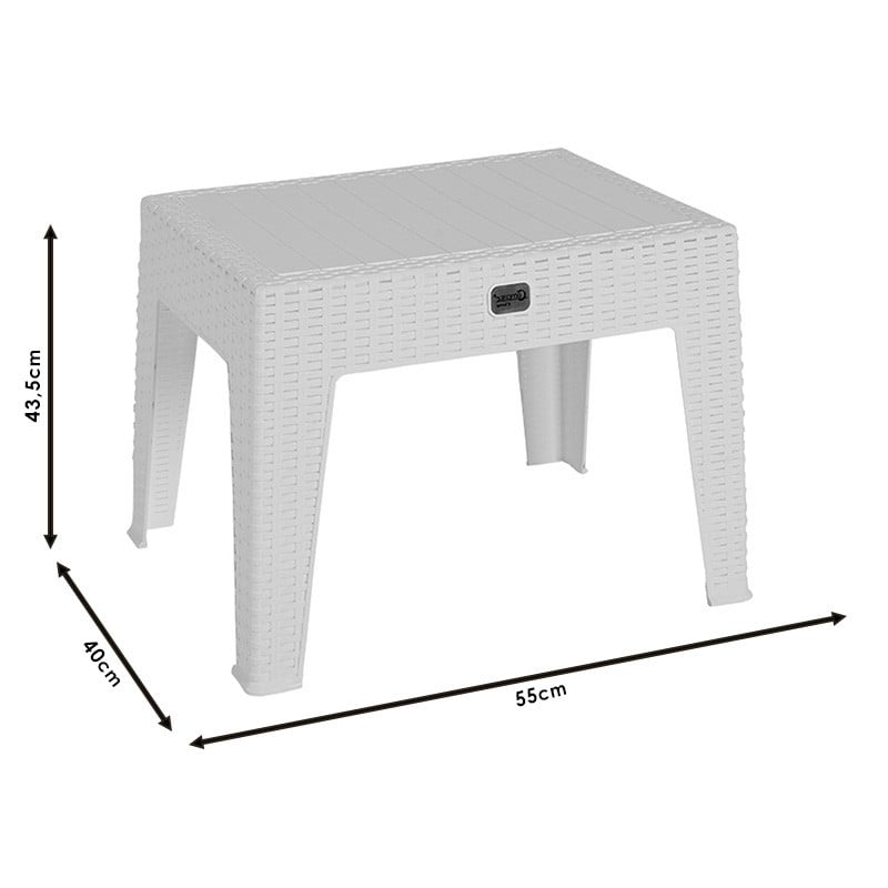 Masa exterior Cosmic plastic culoare alba 55x40x43.5cm