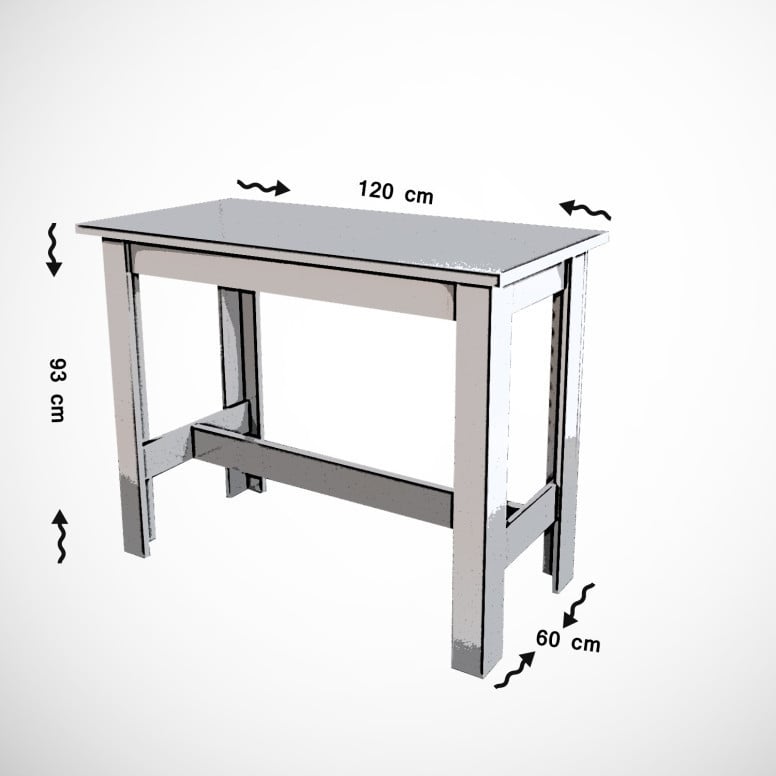 Masa Model Nova, 120x60x93 cm, Alb lucios