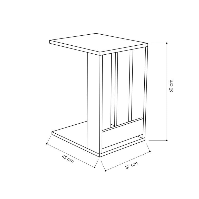 Masuta Auxiliara Model Landry, 37x45x60 cm, Antracit