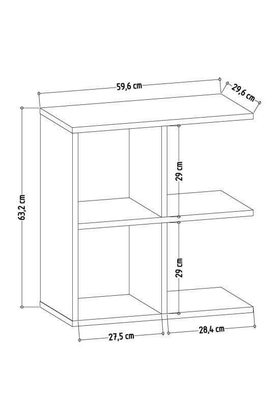 Masuta Auxiliara Model Luke, 59.6x29.6x63.2 cm, Alb/Stejar