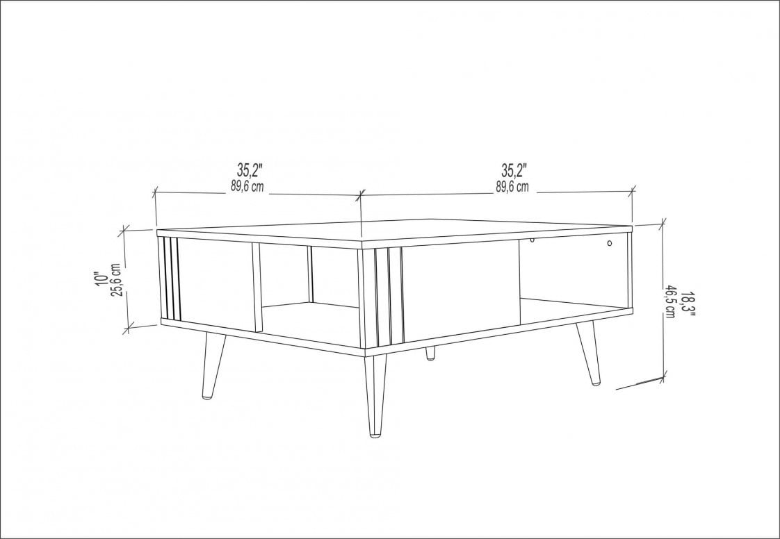 Masuta de Cafea Model Amaris, 89.6x89.6x46.5 cm, Nuc