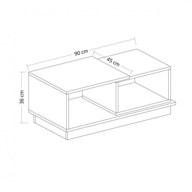 Masuta de Cafea Model Barnes, 90x45x36 cm, Alb/Stejar