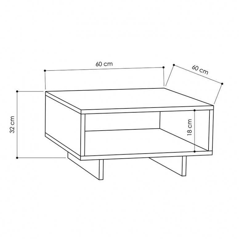 Masuta de Cafea Model Bates, 60x60x32 cm, Antracit - 2 | YEO