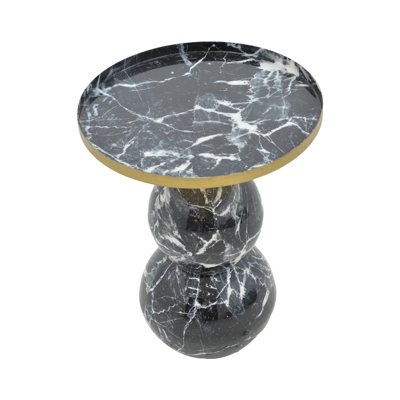Masuta de Cafea Model Dearest, Negru marmorat/Auriu, D41x57 cm - 2 | YEO