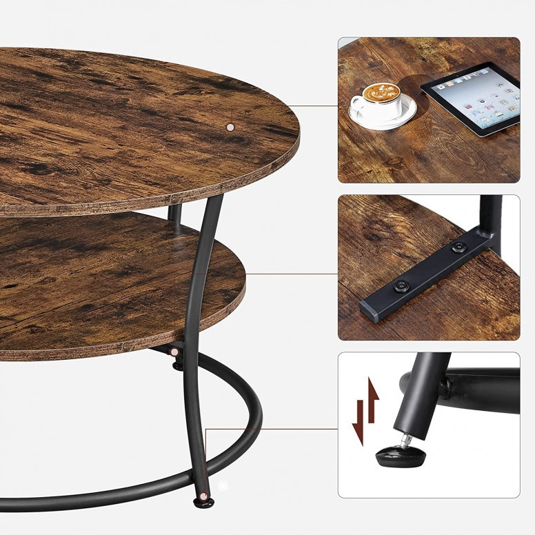Masuta de Cafea Model Emely, 80x80x45 cm, Maro Rustic - 4 | YEO