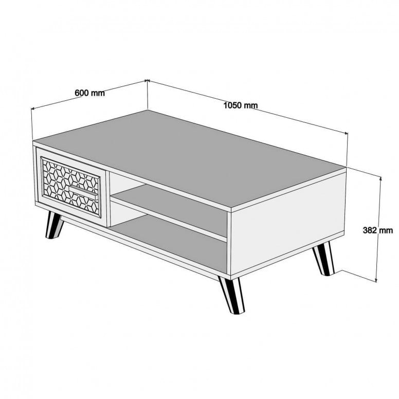 Masuta de Cafea Model Hart, 105x60x38.2 cm, Nuc/Crem