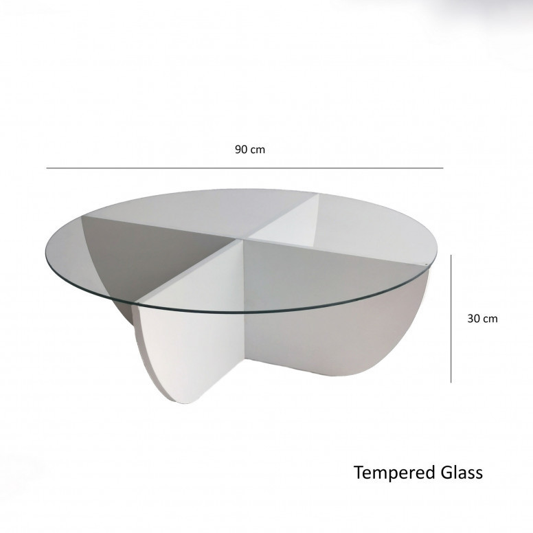 Masuta de Cafea Model Ivan, 90x90x30 cm, Alb, Blat Sticla securizata - 1 | YEO