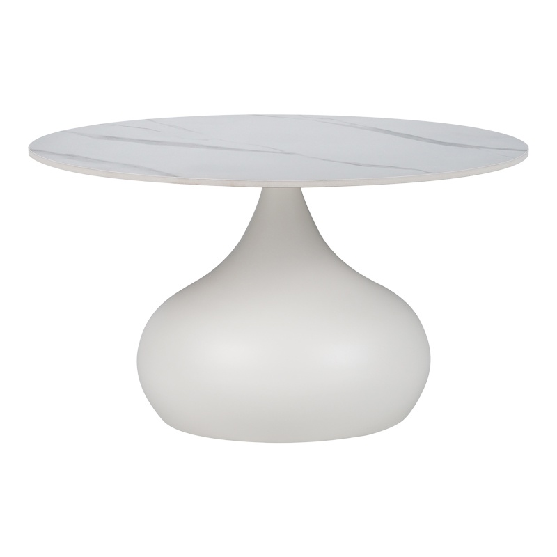 Masuta de Cafea Model Kirkene, Alb marmorat, D70x40 cm