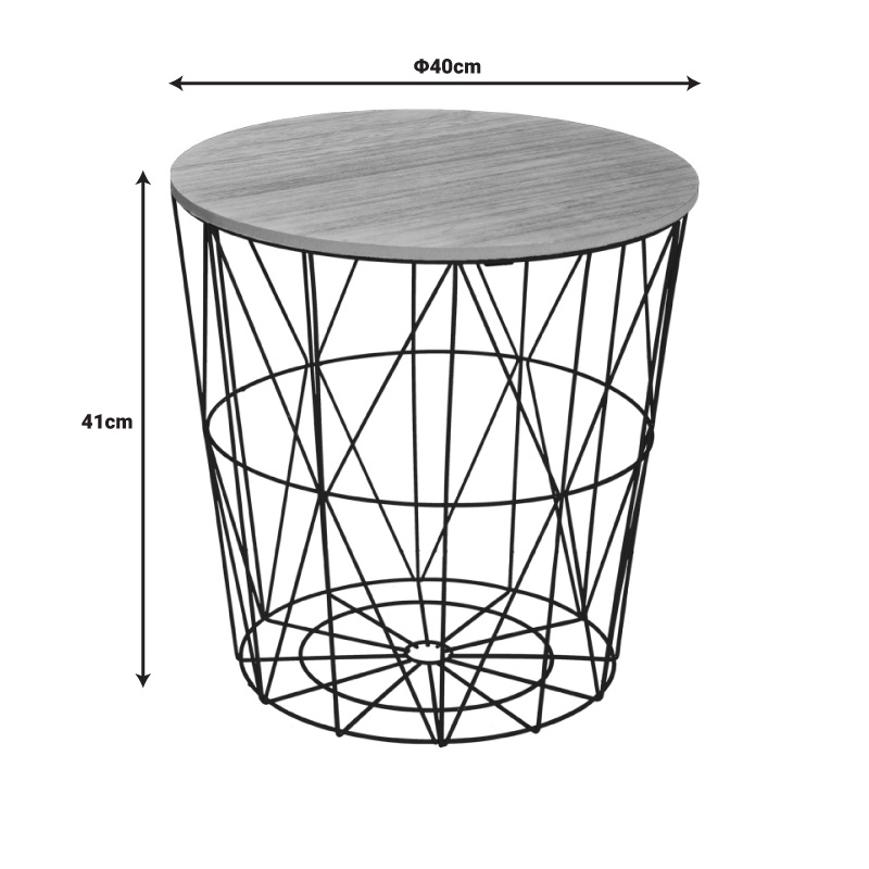 Masuta de Cafea Model Kumi, Negru/Stejar, D40x41 cm - 2 | YEO