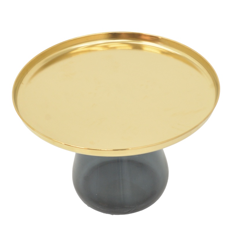 Masuta de Cafea Model Kunlo, Negru/Auriu, D60x42 cm - 1 | YEO