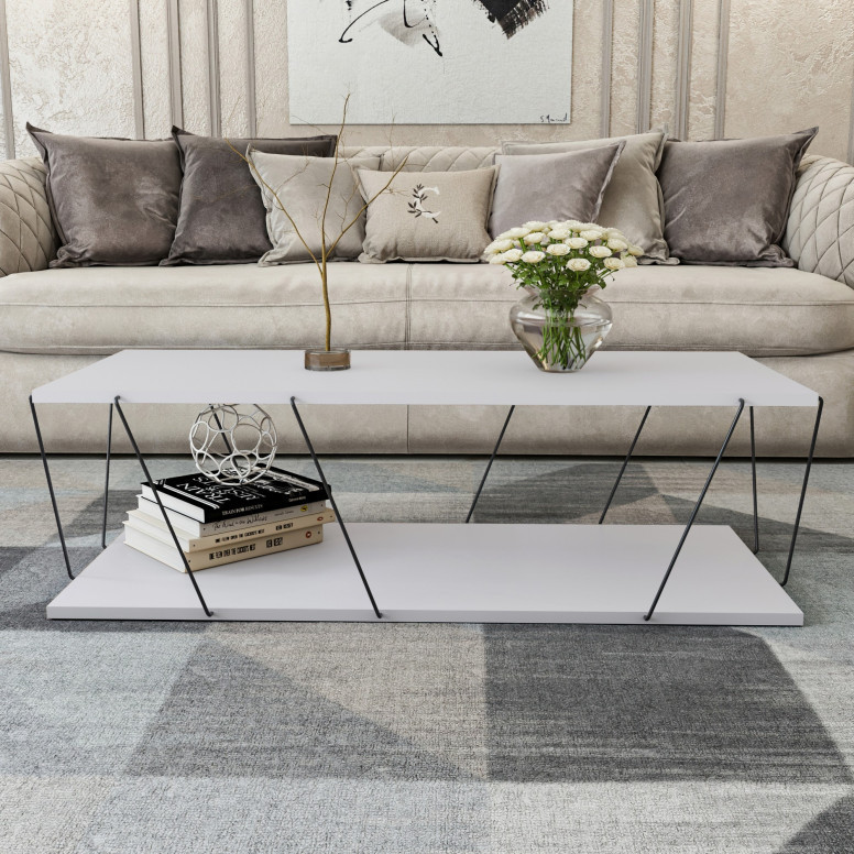 Masuta de Cafea Model Marquez, 120x50x30 cm, Alb - 1 | YEO