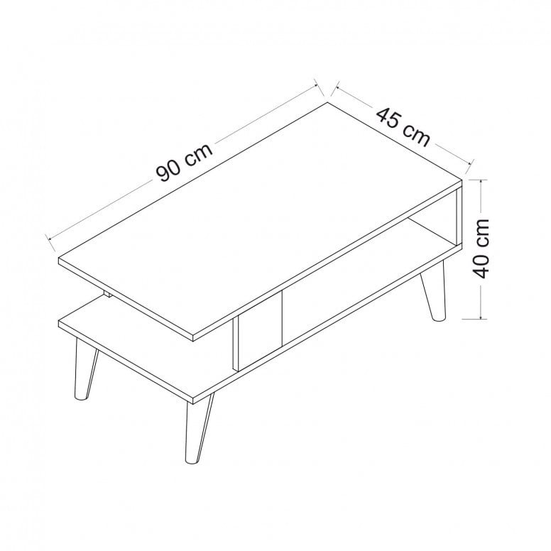 Masuta de Cafea Model Martin, 90x45x40 cm, Nuc/Alb