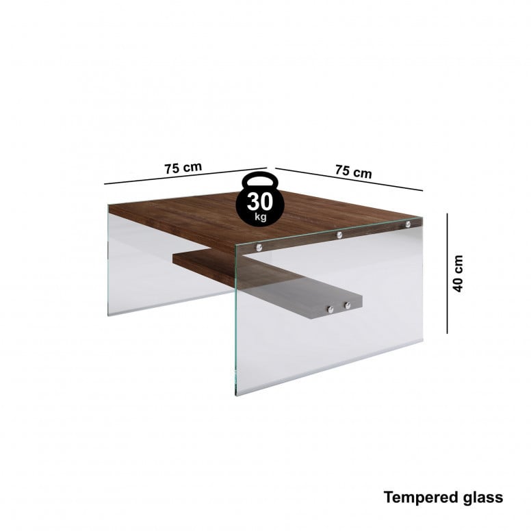 Masuta de Cafea Model Newman, 75x75x40 cm, Nuc - 4 | YEO