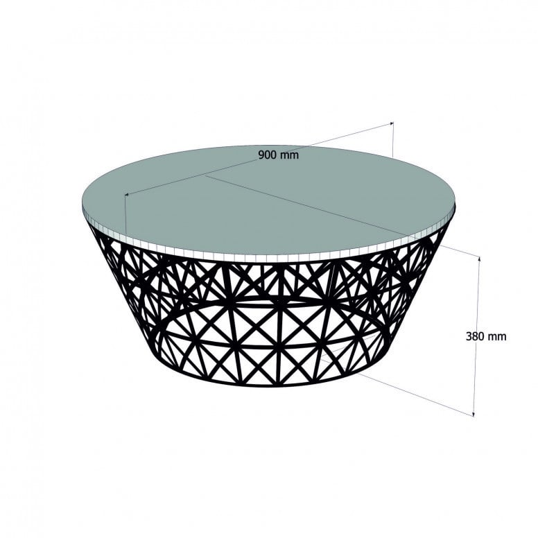 Masuta de Cafea Model Roach, 90x90x38 cm, Stejar/Negru - 4 | YEO