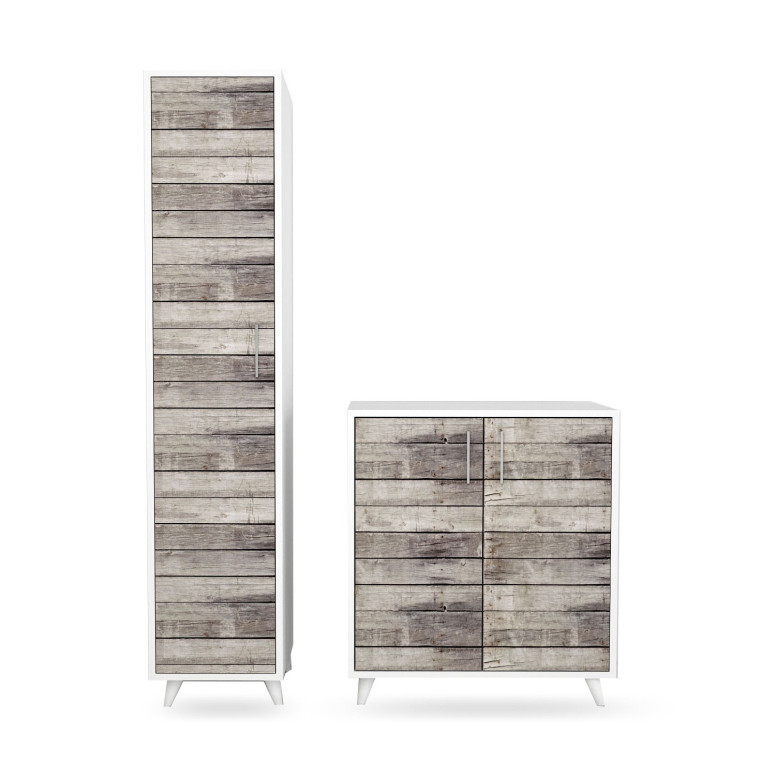 Mobilier pentru hol Model Diena, Alb/Bej, 40x40x195 cm - 3 | YEO