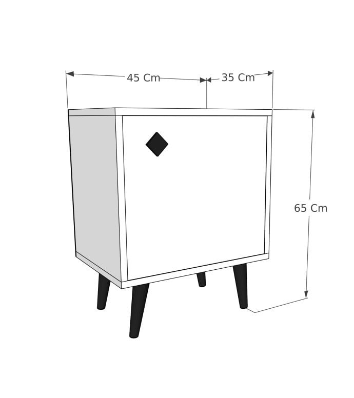 Noptiera Model Alvarez, Nuc/Alb, 45x35x65cm