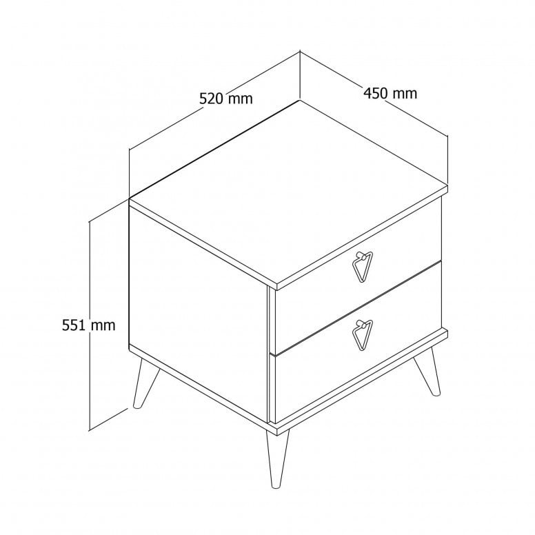 Noptiera Model Hebert, Stejar, 52X45X55.1cm