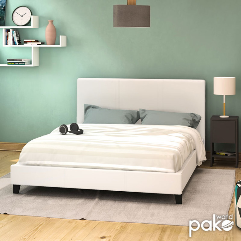 Pat dublu 150x200 cm Nevil 569 Alb mat - 1 | YEO