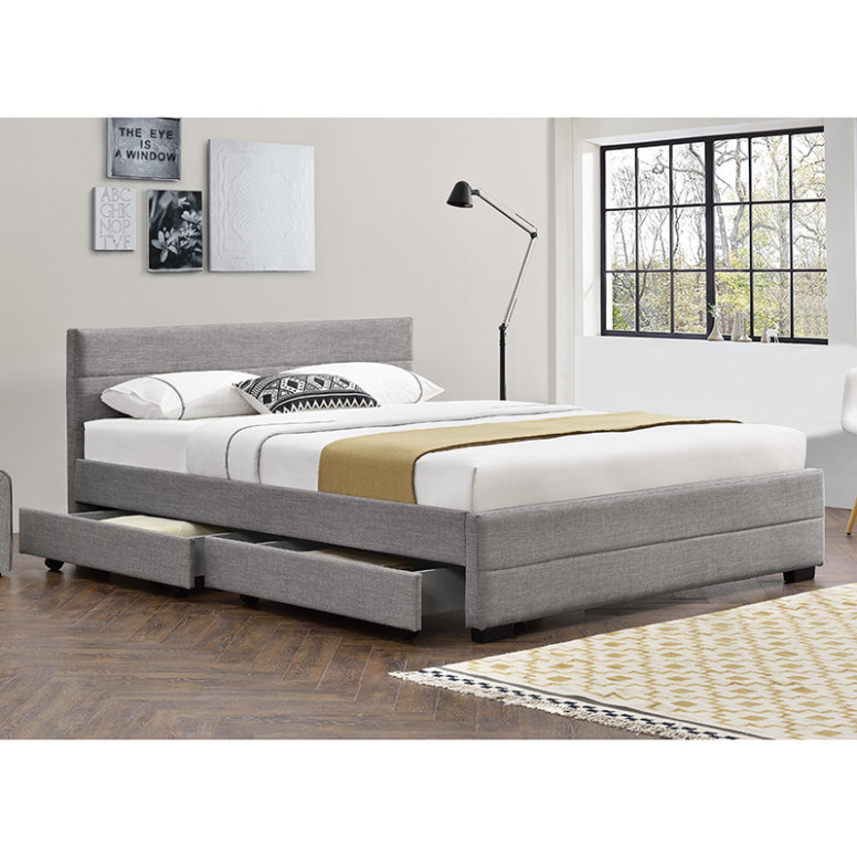Pat dublu cu spatiu de depozitare 160x200 cm Antigone 20487 Gri deschis - 2 | YEO