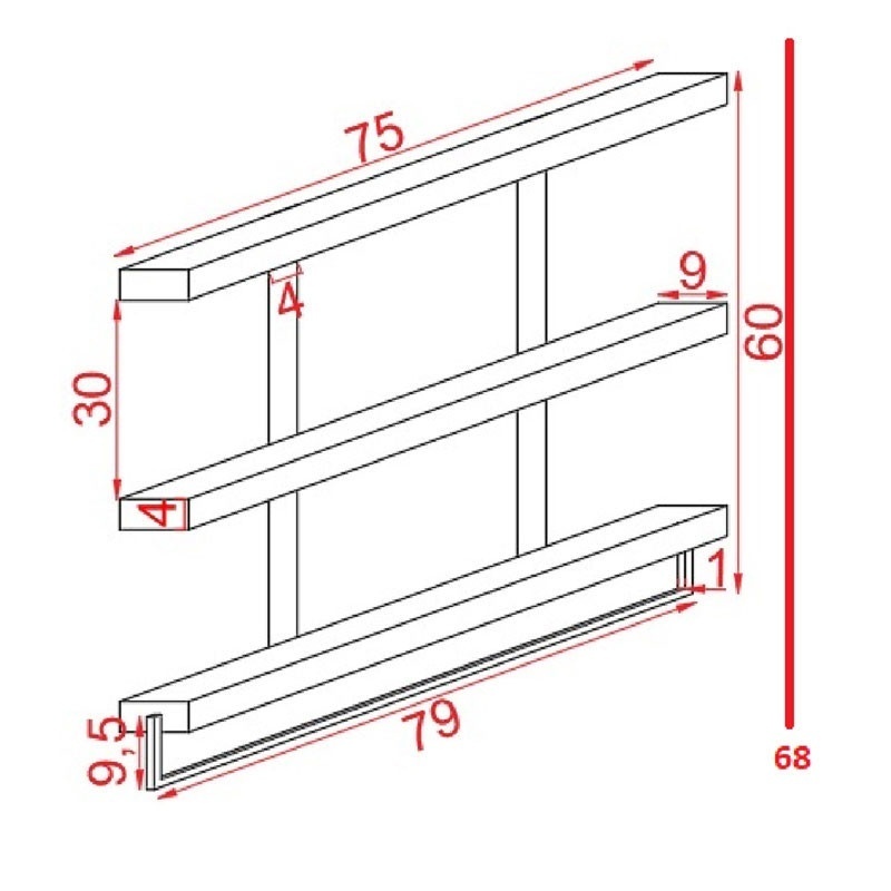 Raft de perete Suny lemn masiv de pin, culoarea nuc - negru 75x9x68cm - 2 | YEO