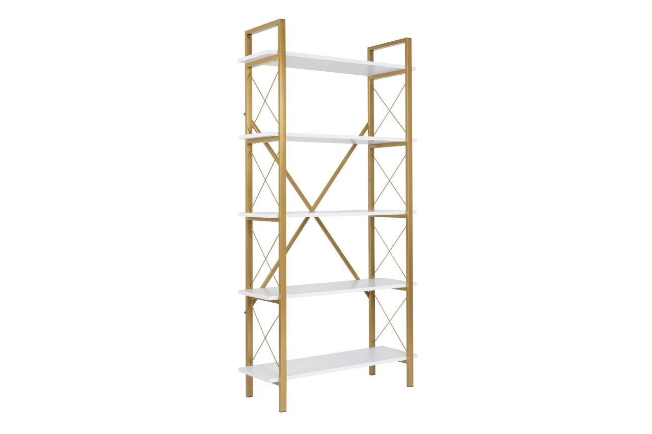 Raft pentru carti Model Elysian, Alb/Auriu - 4 | YEO