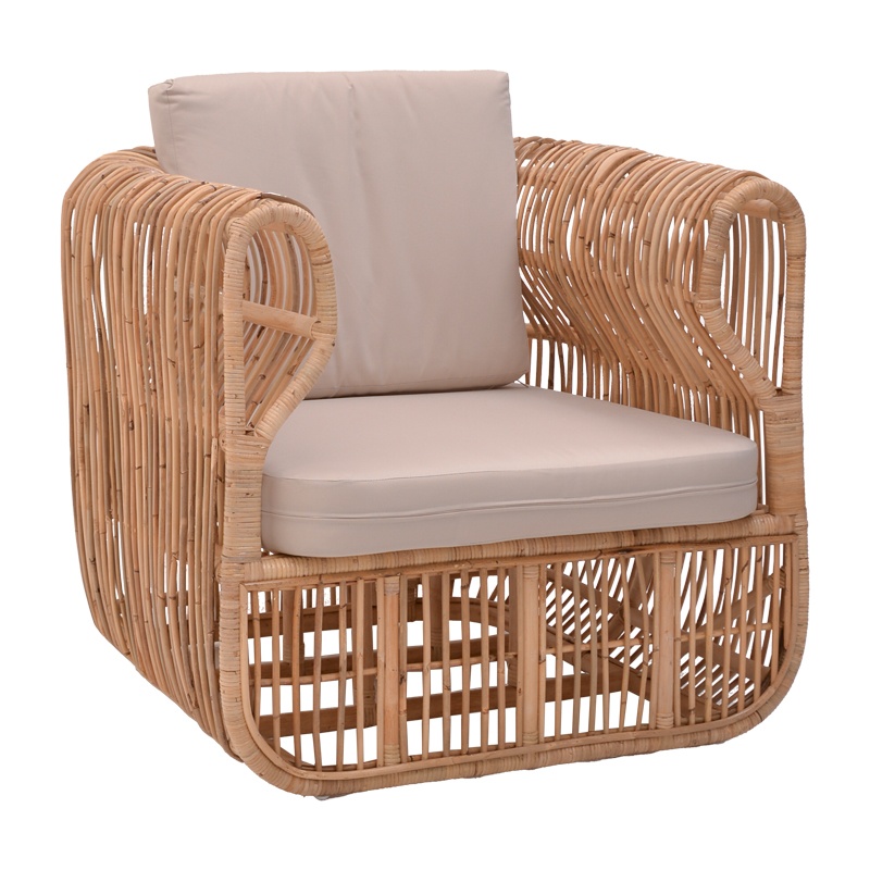 Scaun cu Brate Model Fajole, Natur/Bej, 86x86x66 cm