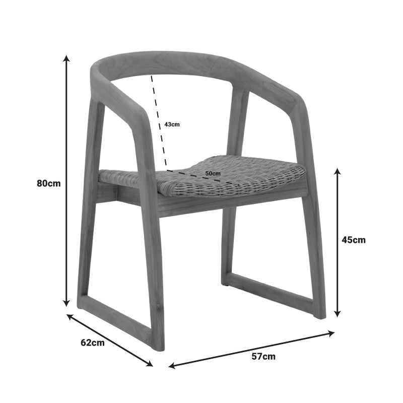 Scaun cu Brate Model Somalia, Natur/Maro, 57x62x80 cm