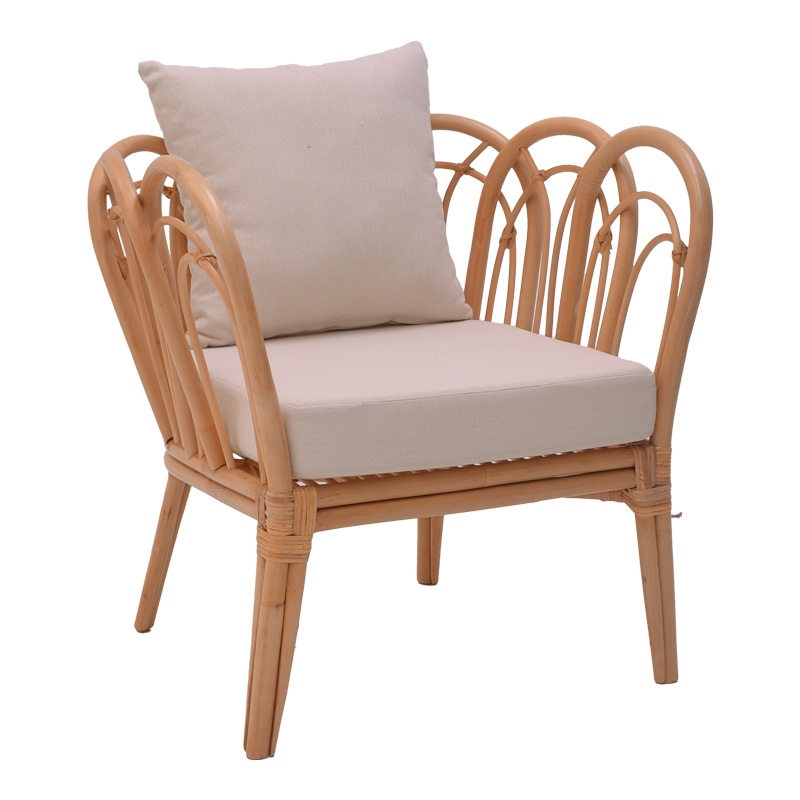 Scaun cu Brate Model Tania, Natur/Alb, 76x76x76 cm