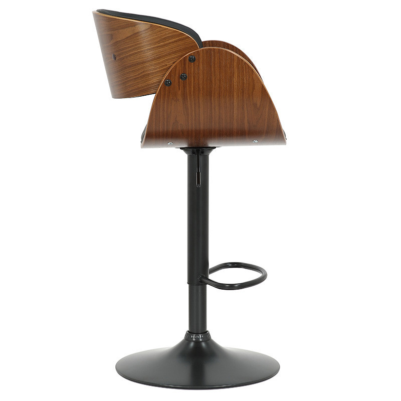 Scaun de bar, inaltime ajustabila, Model Hadley, Nuc/Negru, 54x59x113 cm - 2 | YEO