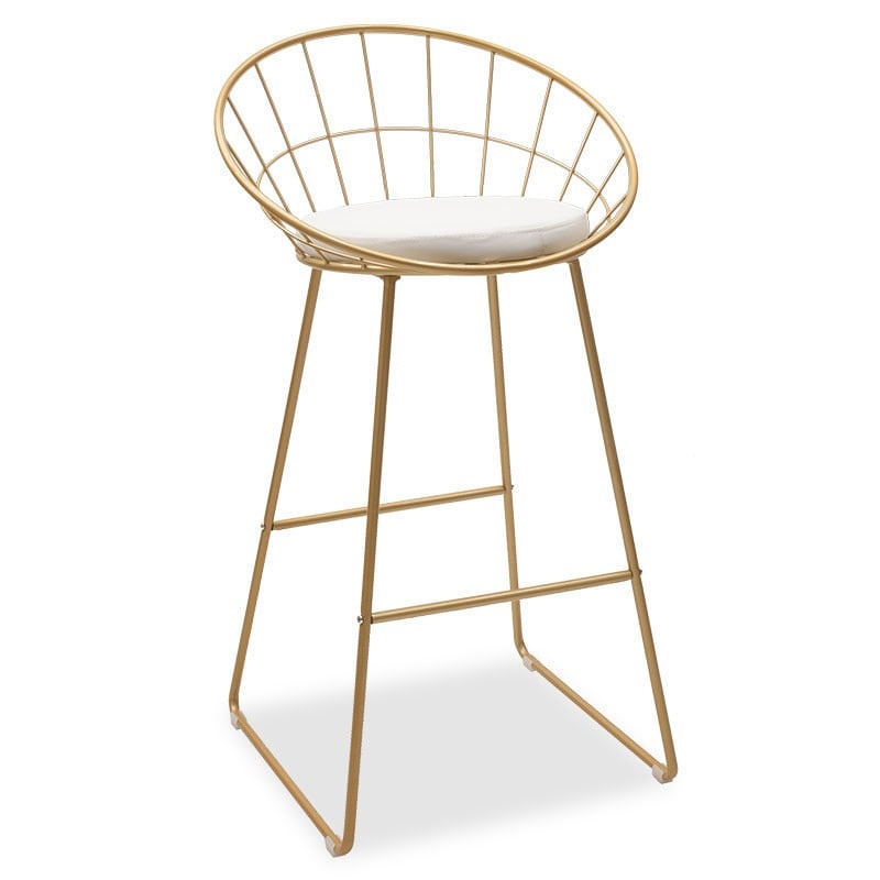 Scaun de bar Model Seth, Auriu/alb, 52x52x96 cm