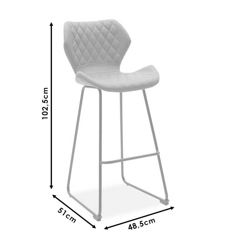 Scaun de bar Model Theo, Negru, 48x51x103 cm