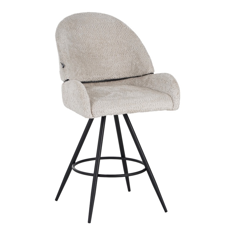 Scaun Rotativ Model Morea, Bej/Negru, 55x66x107.5 cm