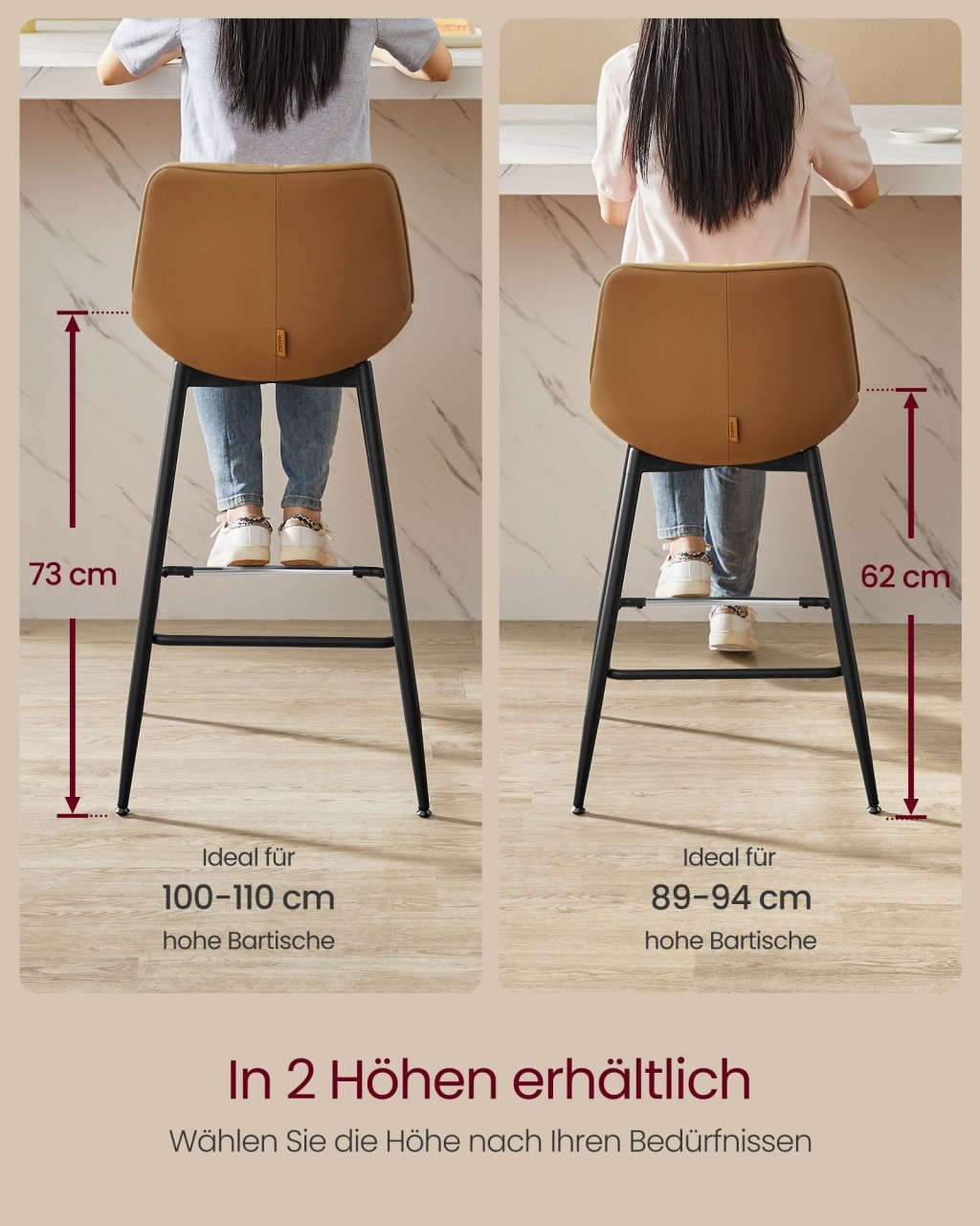 Scaune de bar Vasagle Maro 50x49.5x87.5 cm