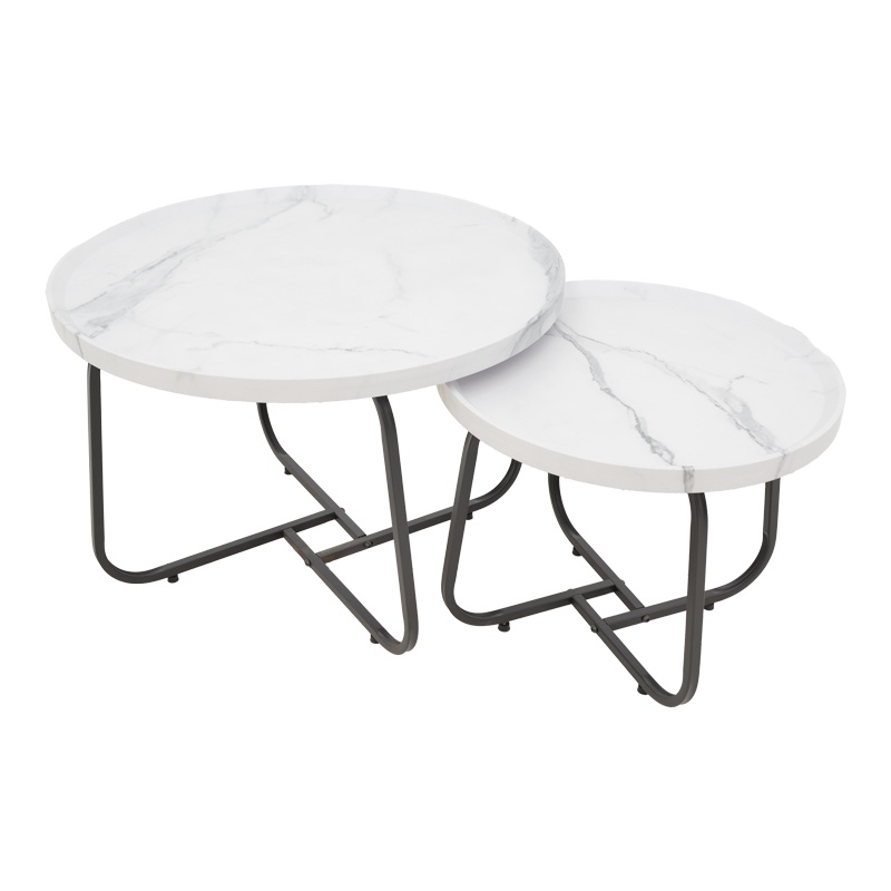 Set 2 Masute de Cafea Model Crismory, Alb/Negru - 2 | YEO