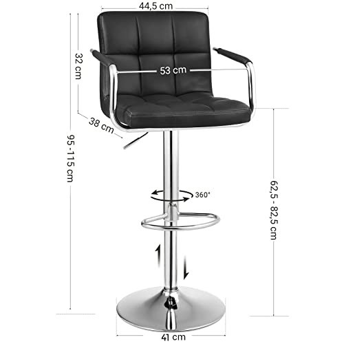 Set 2 scaune de bar Model Dangelo, Negru, 38x44.5x115 cm - 2 | YEO