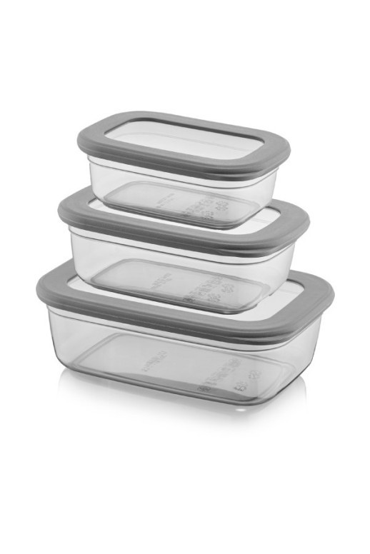 Set 3 cutii de depozitare alimente FOLYBNM-0254, Antracit - 2 | YEO