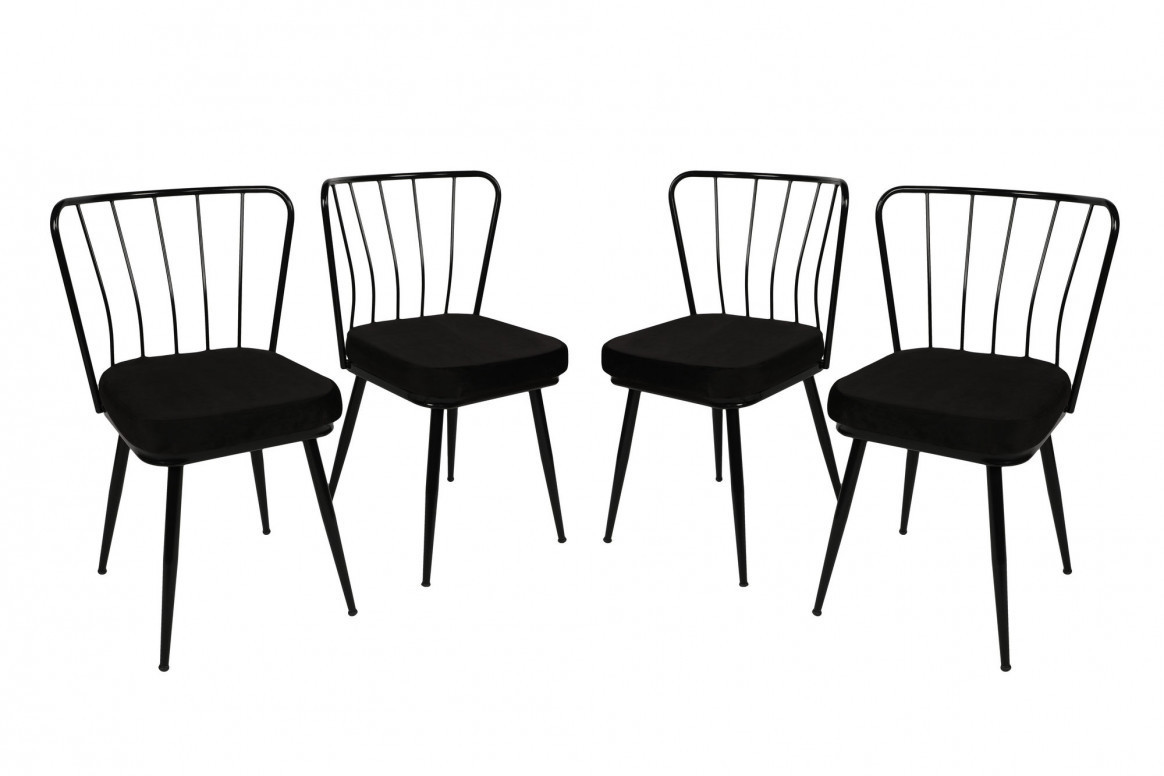 Set 4 scaune Model Star, Negru, 43x42x82 cm