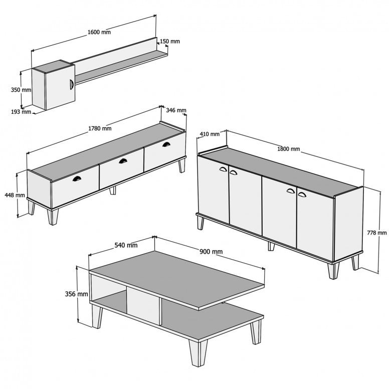 Set Complet Living Sumer G7020 Oak-Alb - 4 | YEO