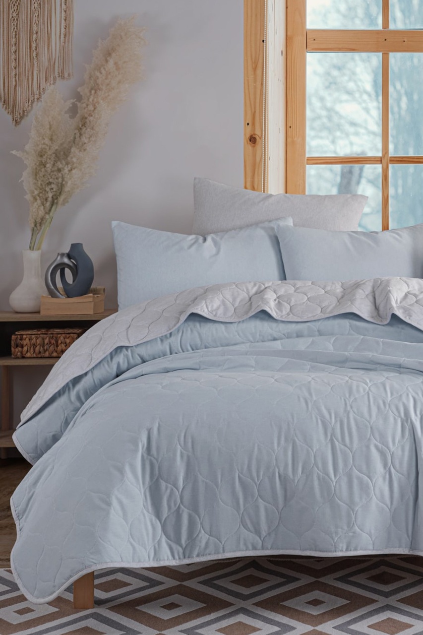 Set Cuvertura Pat Dublu Model Solid Light Blue, Grey - 4 | YEO
