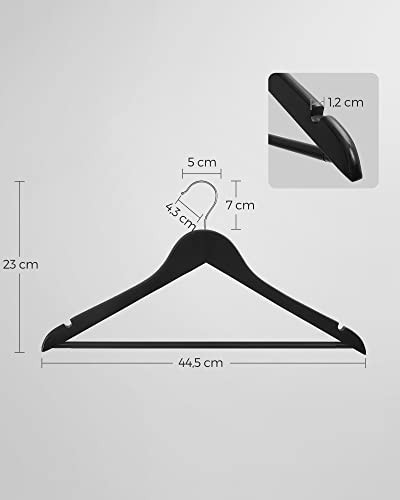 Set de 10 umerase din lemn, Songmics, Negru, 44.5x1.2x23.5 cm - 5
