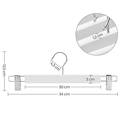 Set de 8 umerase din lemn, Songmics, Alb, 34x1.2x12.5 cm