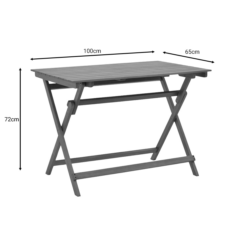 Set masa de gradina si scaune, Model Recofly-Jaybo, culoare natural, lemn masiv de salcam, 100x65x72 cm