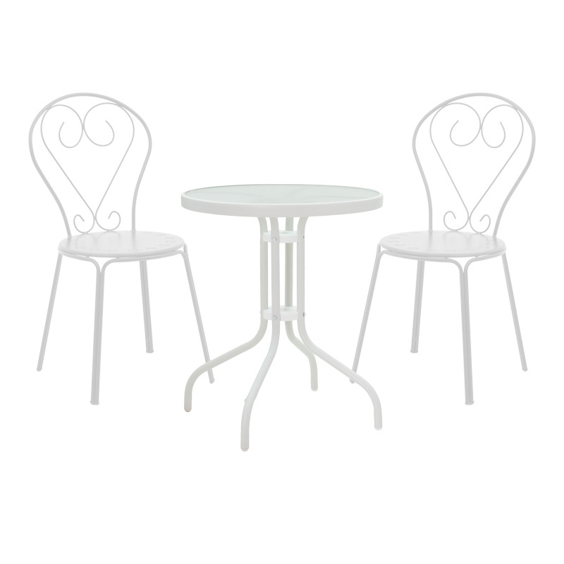 Set masă și scaune de exterior, 3 Piese, Model Watson-Chari, Alb