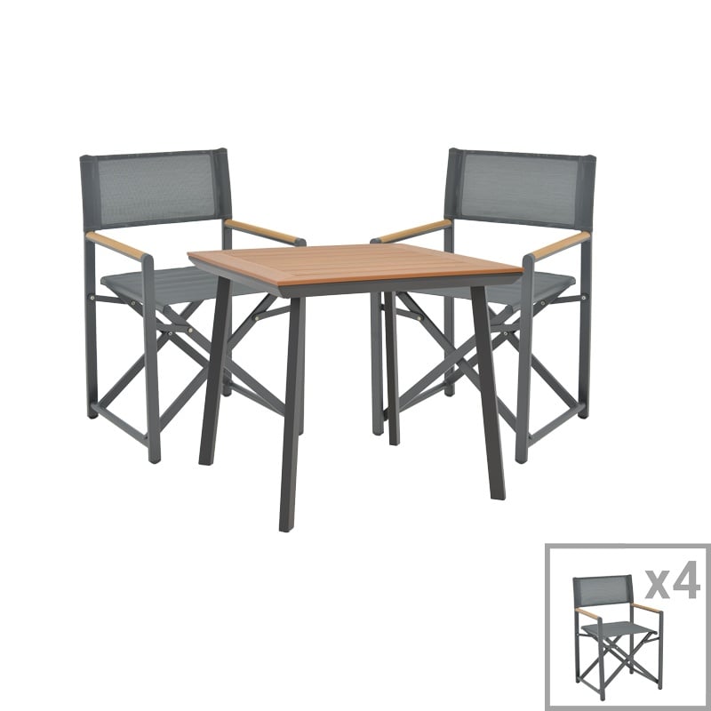 Set Masa si Scaune de Exterior, 5 Piese, Model Mabu-Synergy, Natural/Antracit, 80x80x74 cm