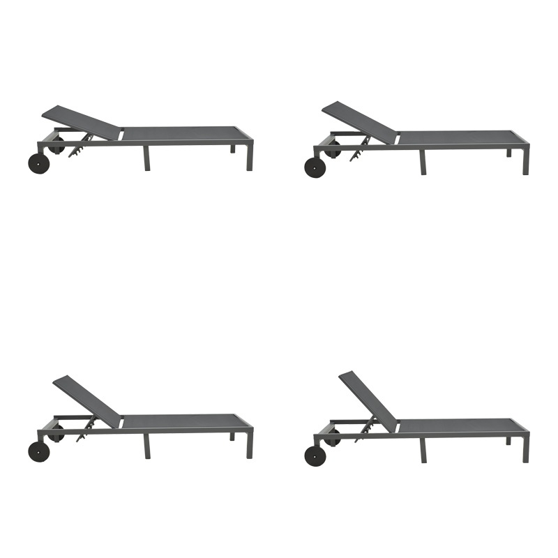 Șezlong din aluminiu si textilenă Model Mailo, Gri închis, 71x206x30 cm - 3 | YEO