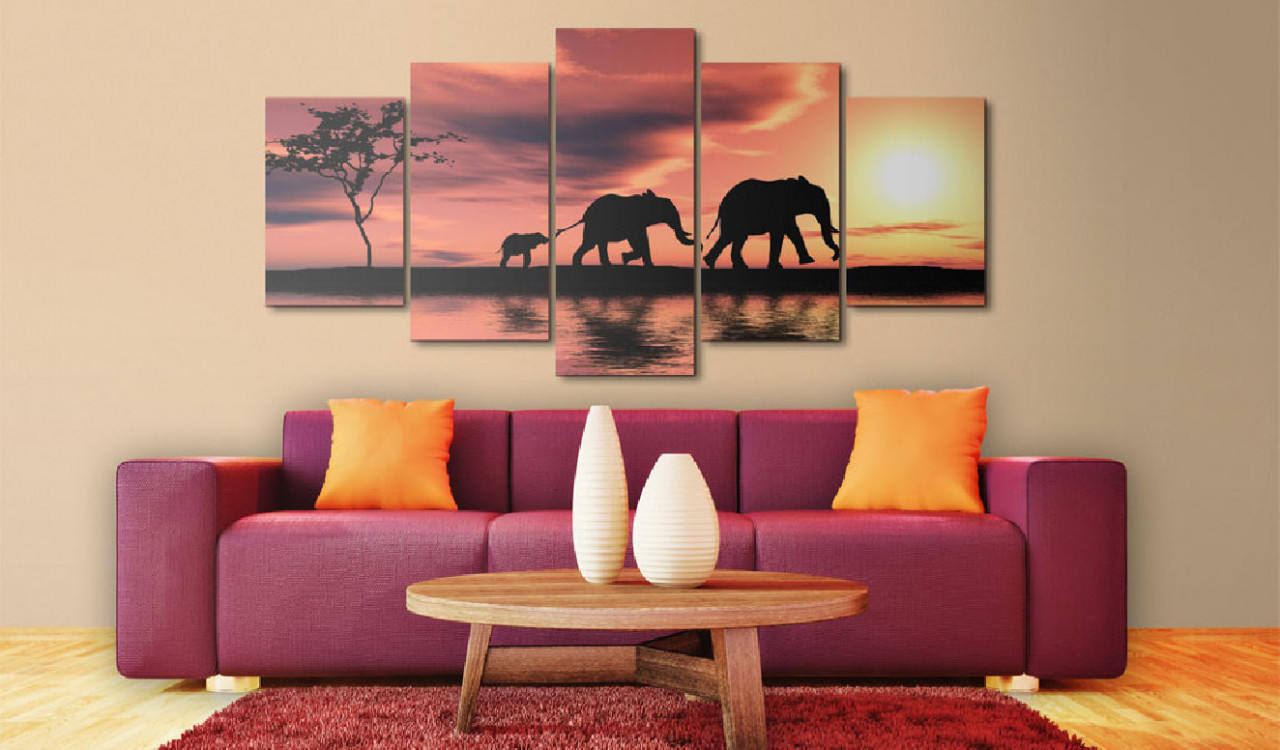 Tablou - African elephants family 100x50 cm - 1 | YEO