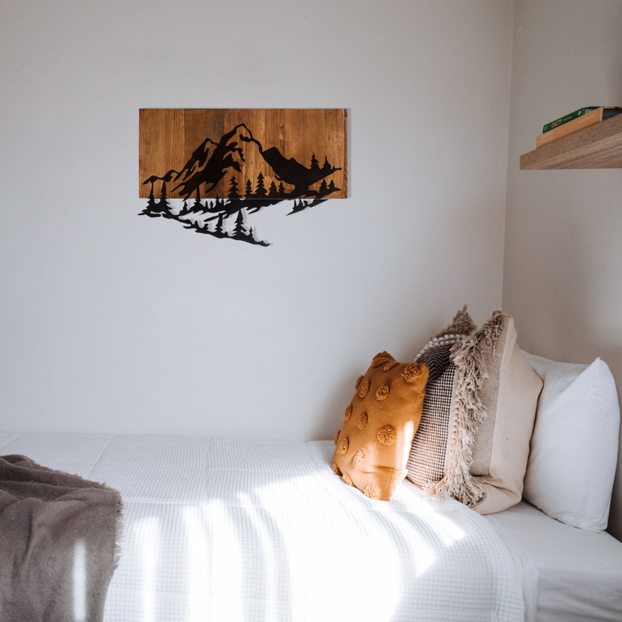 Tablou din lemn si metal Dag Negru 58x38 cm