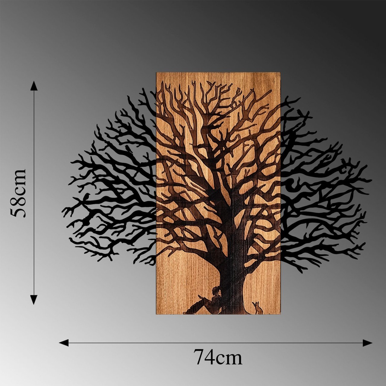 Tablou din lemn si metal MA Nuc 58x75 cm